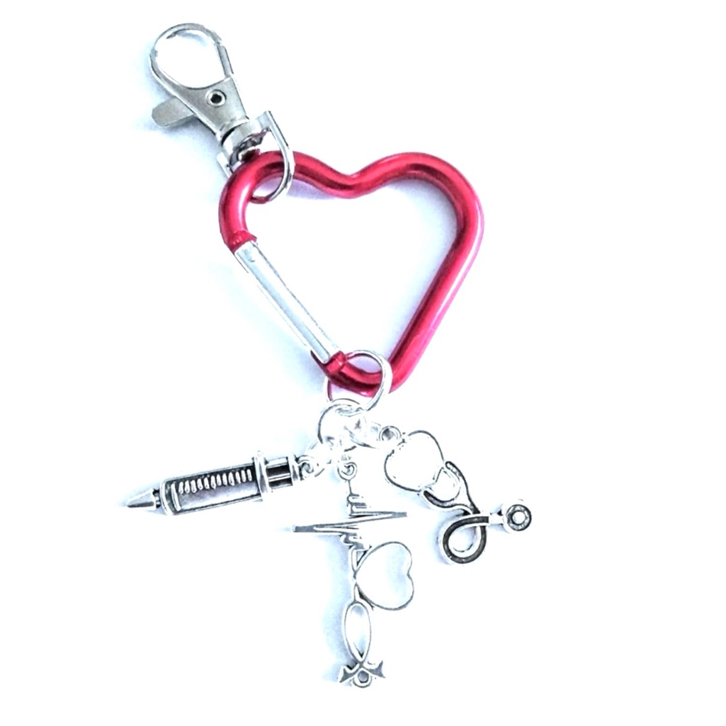 Nurse Heart Charm Keychain Clip On Badge Reel Clip On Nurse Accessories